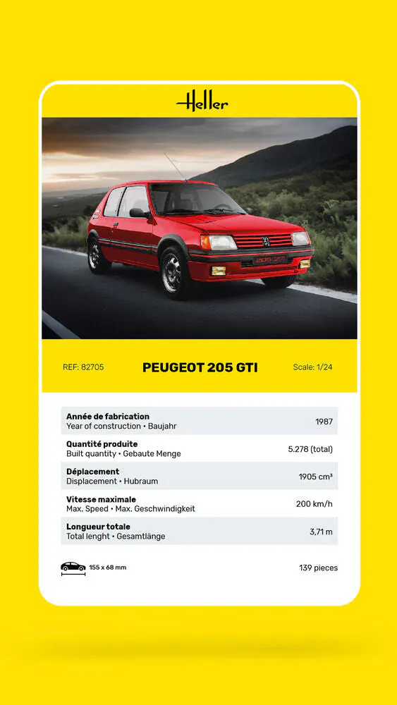 Heller 1/24 Peugeot 205 GTI Plastic Model Kit - Image 3