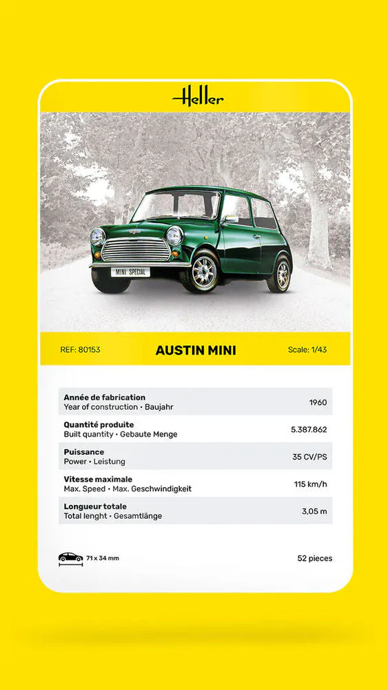Heller 1/43 Austin Mini Plastic Model Kit - Image 2