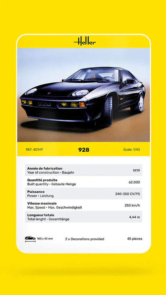 Heller 1/43 Porsche 928 Plastic Model Kit - Image 3