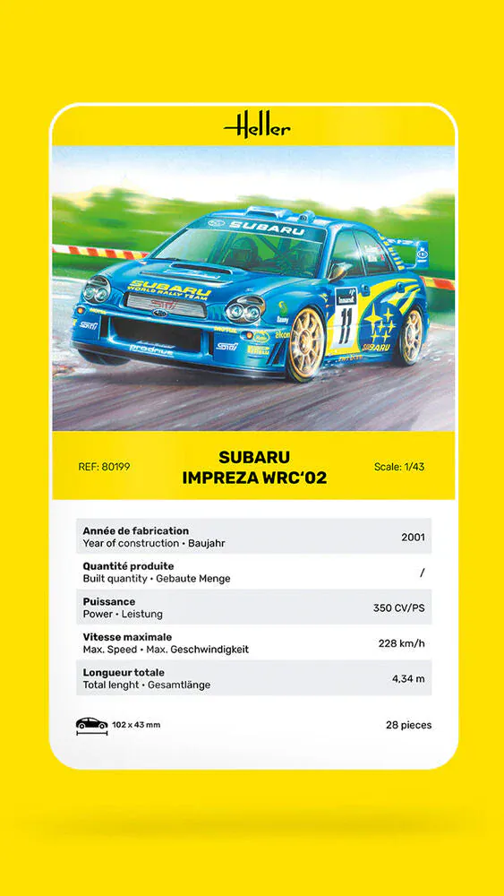 Heller 1/43 Subaru Impreza WRC02 Plastic Model Kit - Image 3