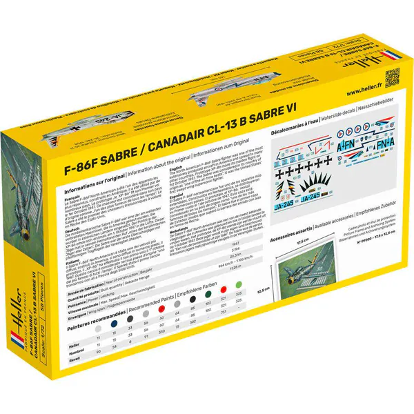 Heller 1/72 F-86F Sabre / Canadair CL-13 B Sabre VI Plastic Model Kit - Image 4