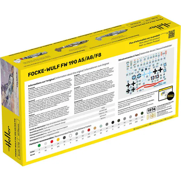 Heller 1/72 Focke-Wulf Fw190 A5/A8/F8 Plastic Model Kit - Image 4
