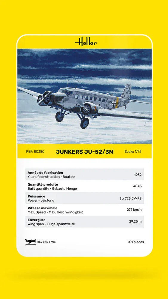 Heller 1/72 Junkers Ju-52/3m Plastic Model Kit - Image 3