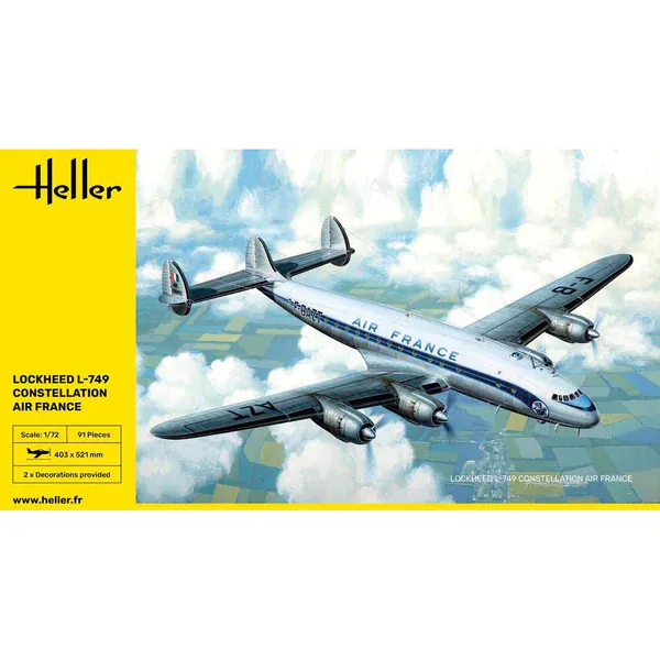 Heller 1/72 L-749 Constellation Air France Plastic Model Kit - Image 2