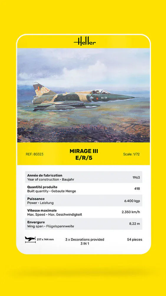 Heller 1/72 Mirage III E Plastic Model Kit - Image 3