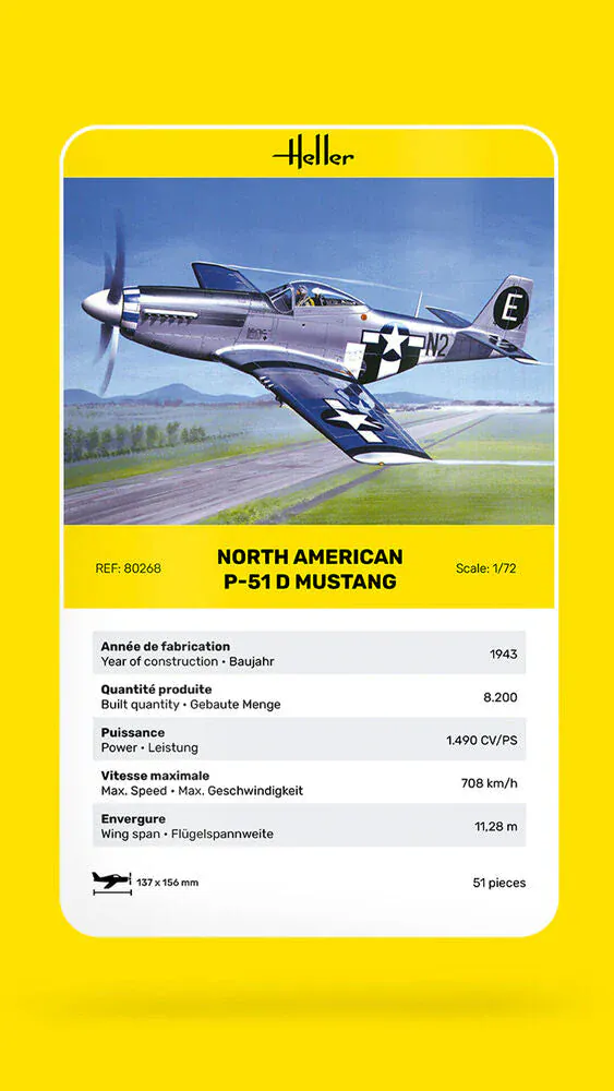 Heller 1/72 P-51D Mustang Plastic Model Kit - Image 3