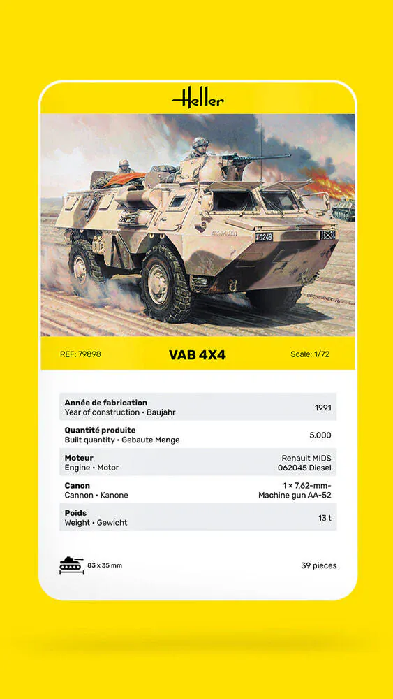 Heller 1/72 VAB 4x4 Plastic Model Kit - Image 3
