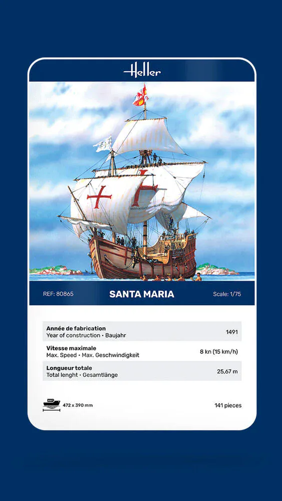 Heller 1/75 Santa Maria Plastic Model Kit - Image 3