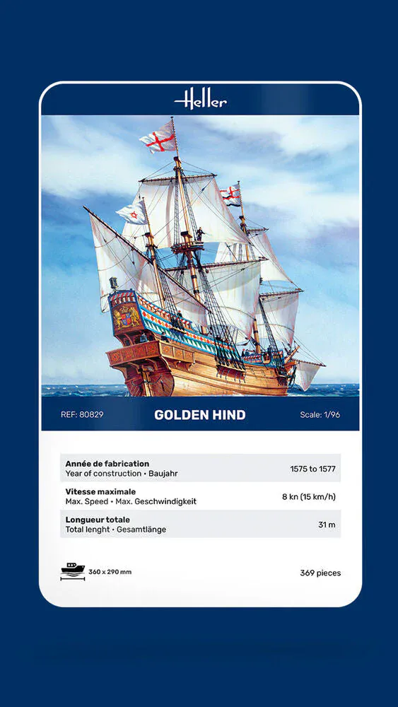 Heller 1/96 Golden Hind Plastic Model Kit - Image 3