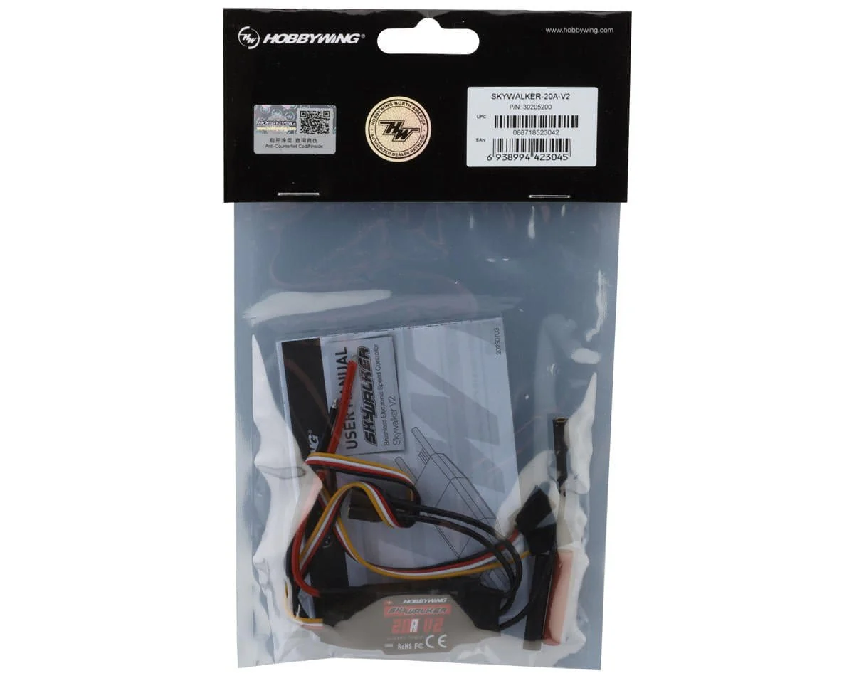 Hobbywing Skywalker V2 20Amp Brushless ESC [30205200] - Image 2