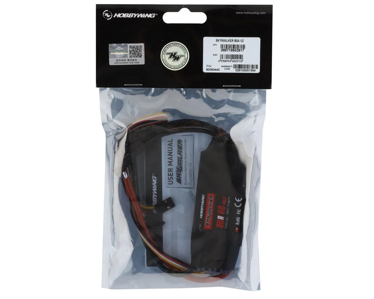 Hobbywing Skywalker V2 80A 3-6S 7A BEC Brushless Speed Control - Image 2