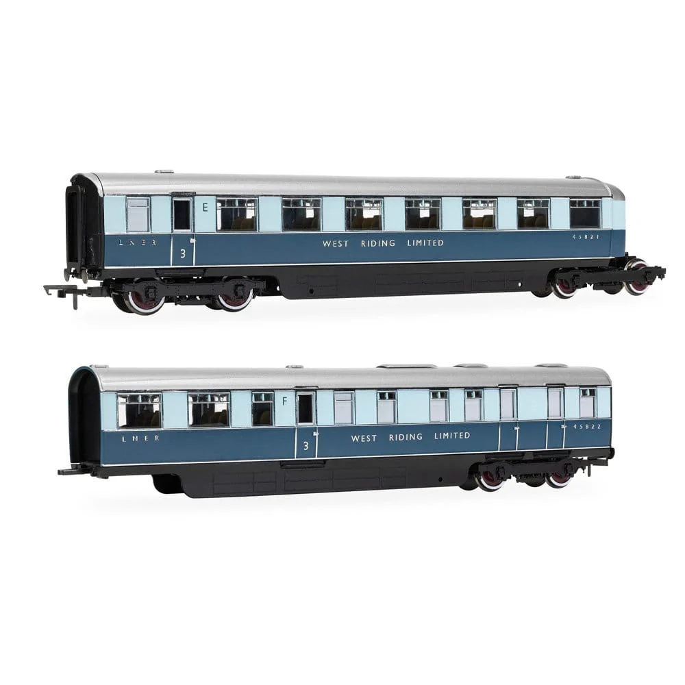Hornby OO Scale LNER West Riding Limited Open Third & Kitchen Third Articulated Coach Pack [R40479]