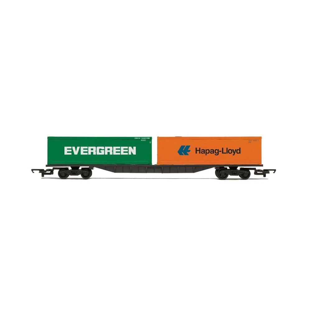 Hornby OO Scale Railroad BR Ffa Container Wagon With Two 30 Containers [R60360]