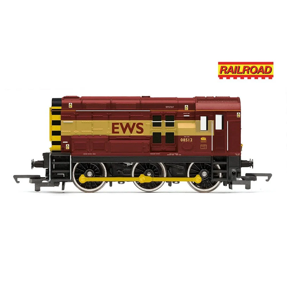 Hornby OO Scale Railroad: Class 08 - EWS - 08512 Diesel Locomotive [R30430]