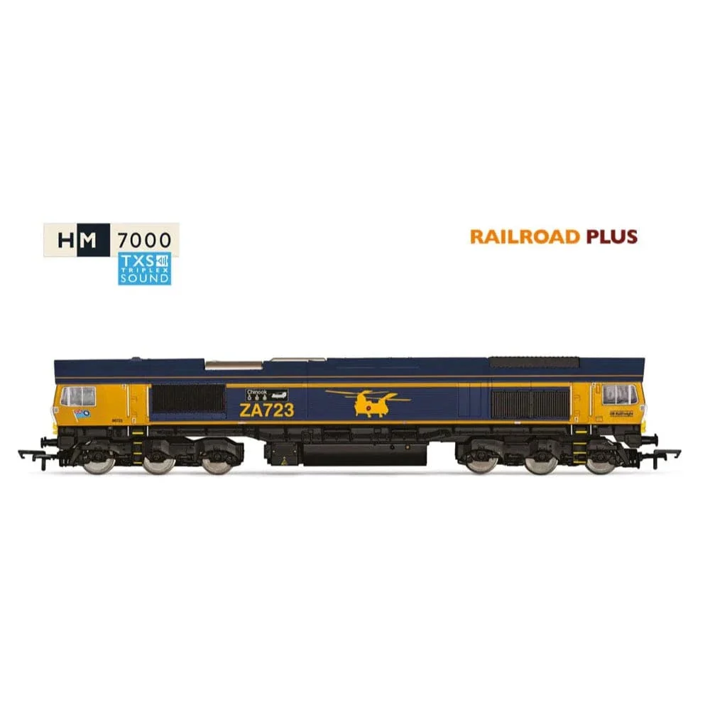 Hornby OO Scale Railroad Plus: Class 66 - GBRf - Chinook 66723 Digital Diesel Locomotive - DCC Sound Fitted
