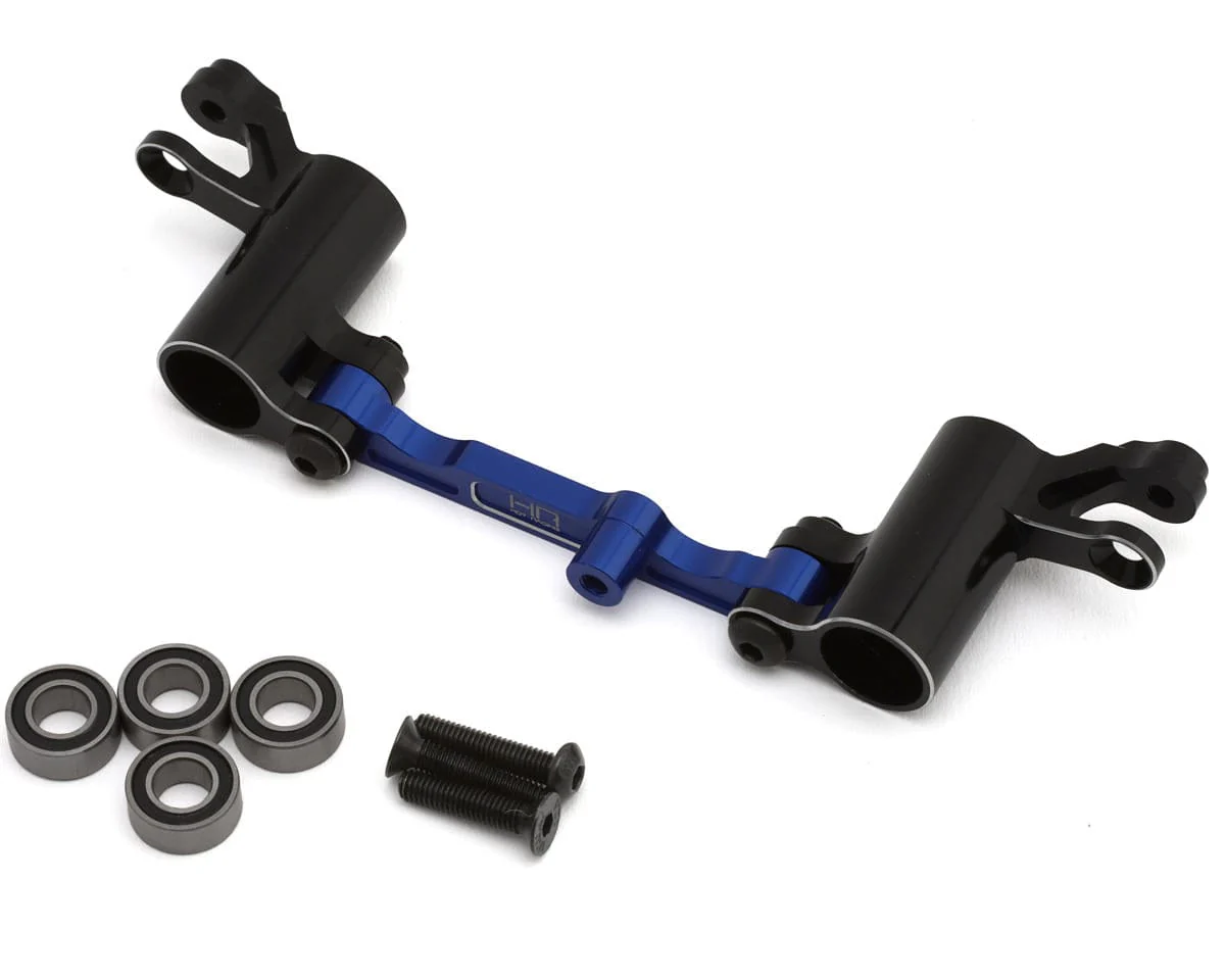 Hot Racing Aluminum Bearing Steering Bellcrank Set for Traxxas Mini Maxx (Black/Blue)