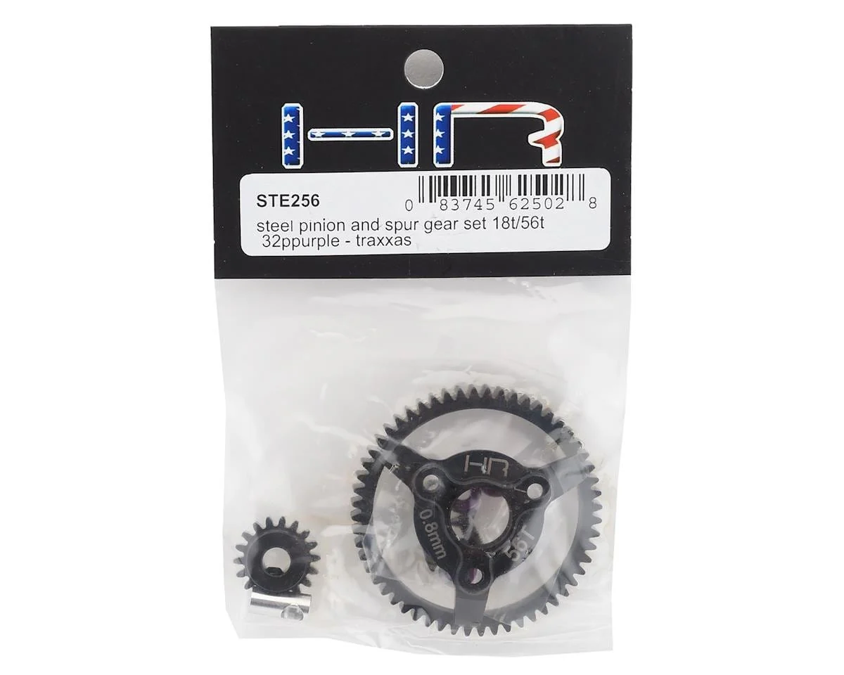 Hot Racing Traxxas 32P Steel Pinion & Spur Gear Set (Purple) (18T/56T) - Image 2