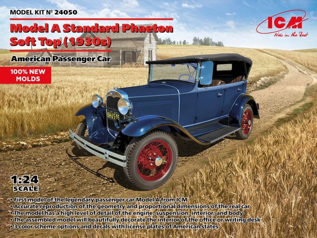 ICM 1/24 ModelA Standard Phaeton Soft T Plastic Model Kit [24050]