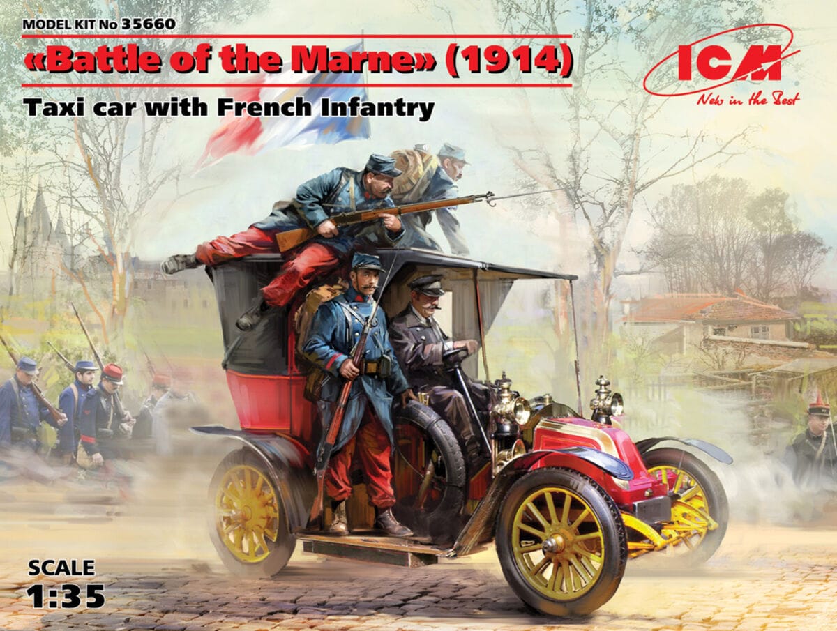 ICM 1/35 Battle of the Marne (1914) Taxi car with French Infantry Plastic Model Kit