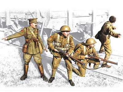 ICM 1/35 British Infantry (1917-1918) (4 Figures - 1 officer 3 soldiers) Plastic Model Kit