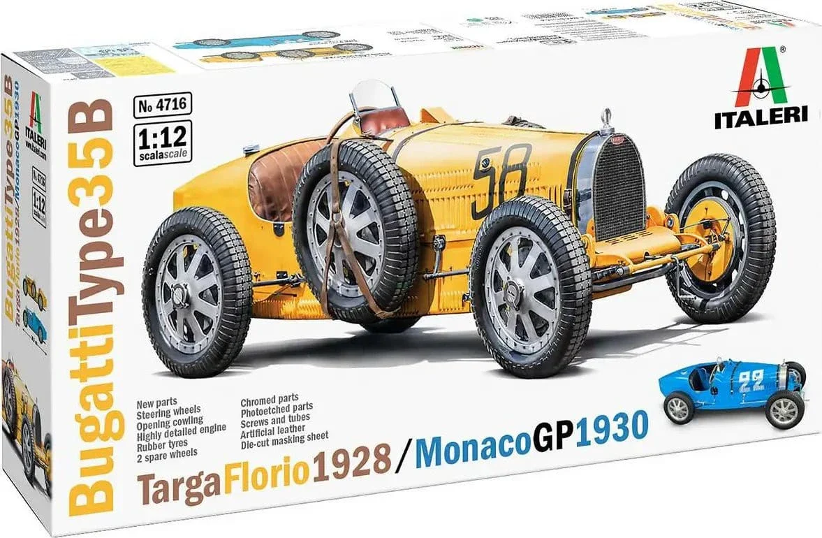 Italeri 1/12 Bugatti Type 35B - Targa Florio 1929 Monaco GP 30 Plastic Model Kit [4716]