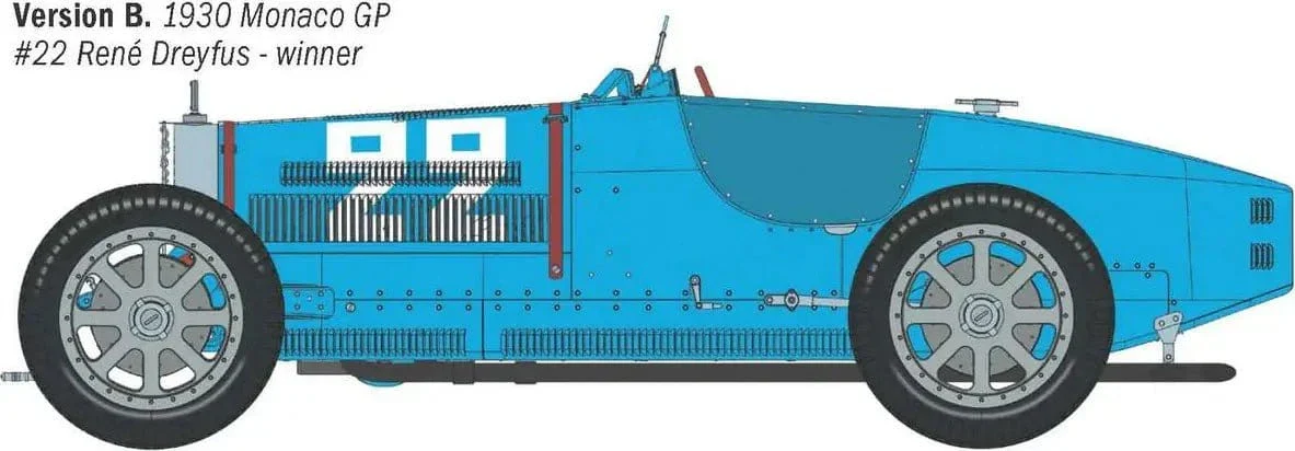 Italeri 1/12 Bugatti Type 35B - Targa Florio 1929 Monaco GP 30 Plastic Model Kit [4716] - Image 3