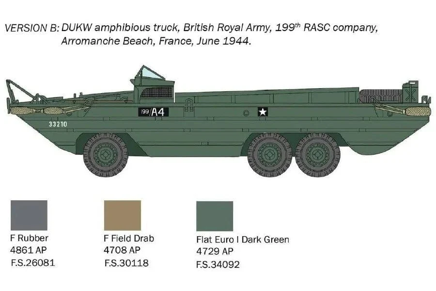 Italeri 1/72 DUKW Amphibious Truck D-Day 80th Anniversary Plastic Model Kit [7022] - Image 3