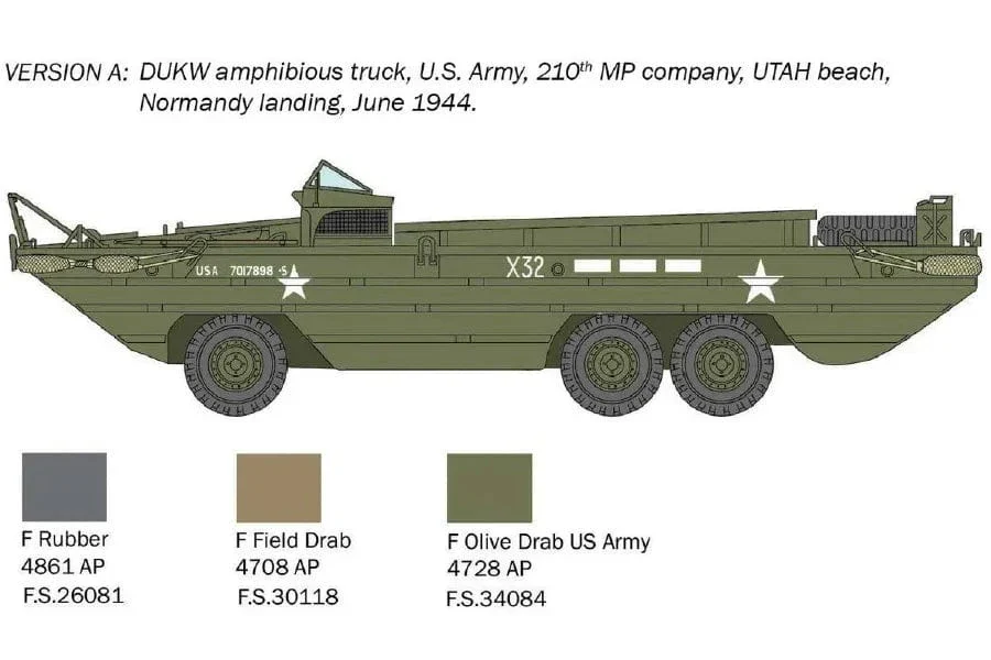 Italeri 1/72 DUKW Amphibious Truck D-Day 80th Anniversary Plastic Model Kit [7022] - Image 4