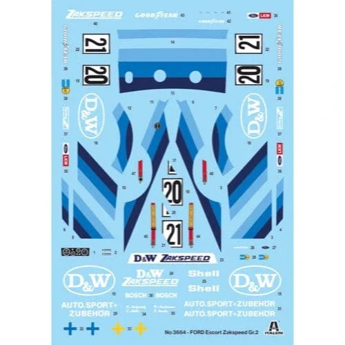 Italeri 3664 1/24 Ford Escort Zakspeed GR 2 Plastic Model Kit - Image 2