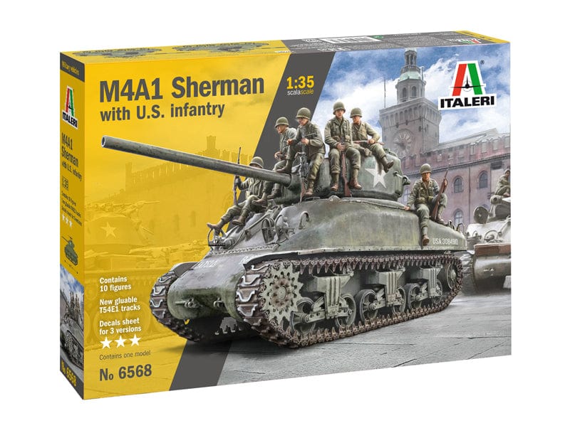 Italeri 6568S 1/35 M2A1 Sherman Tank With U.S. Infantry Plastic Model Kit