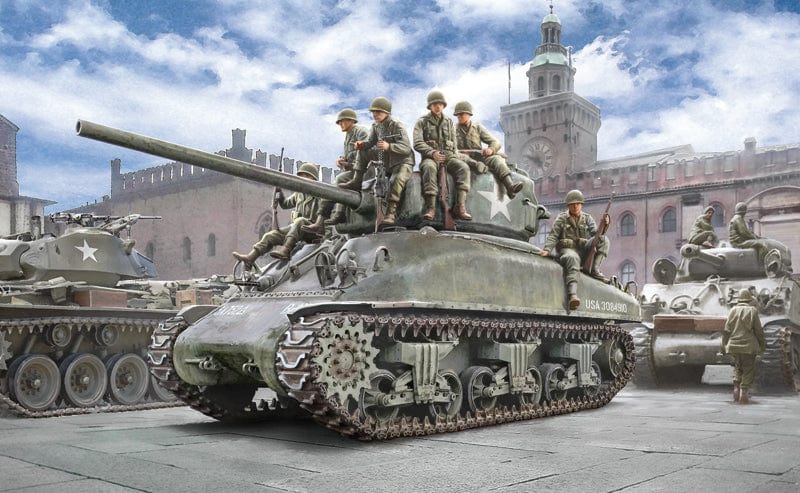 Italeri 6568S 1/35 M2A1 Sherman Tank With U.S. Infantry Plastic Model Kit - Image 2