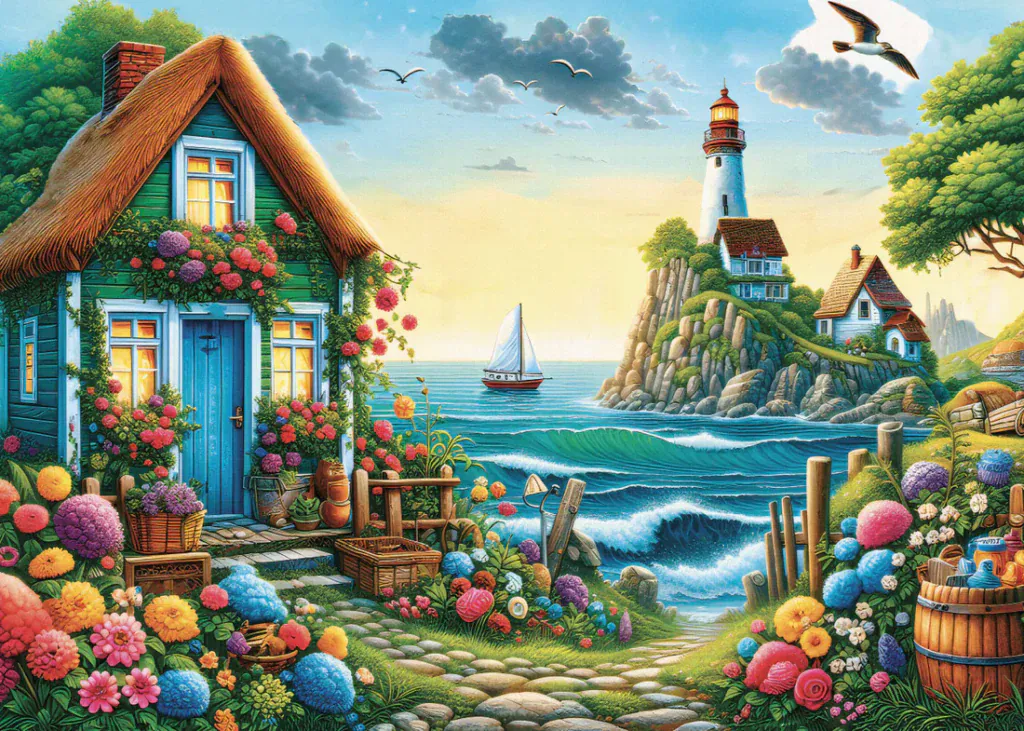 JaCaRou Blue House Bay 1000pc Jigsaw Puzzle - Image 2