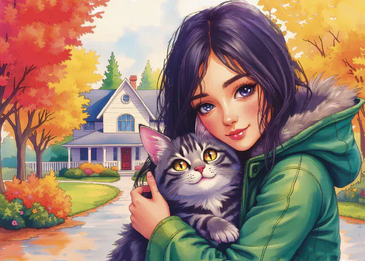 JaCaRou Feline Autumn Bond 1000pc Jigsaw Puzzle - Image 2
