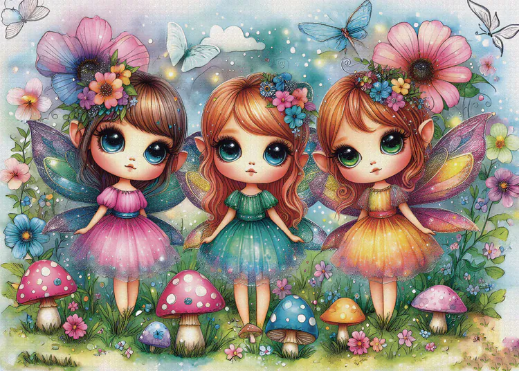 JaCaRou Garden Fairy Trio 1000pc Jigsaw Puzzle - Image 2