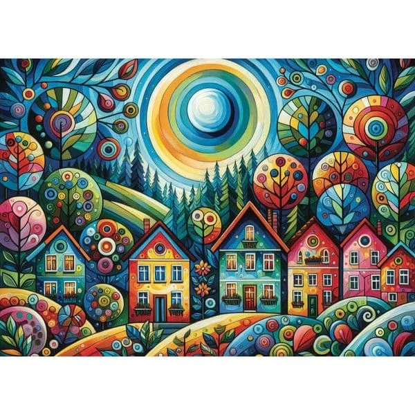JaCaRou Lovely Colorful Village 1000pc Jigsaw Puzzle - Image 2