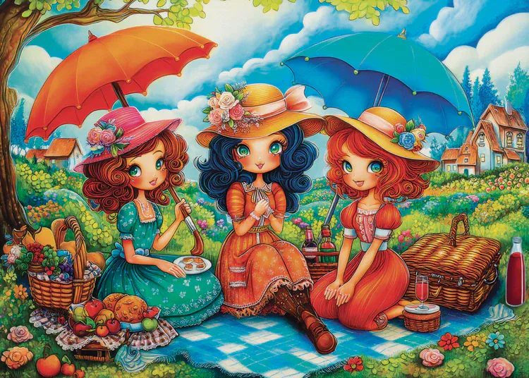JaCaRou Three Picnic Friends 1000pc Jigsaw Puzzle - Image 2
