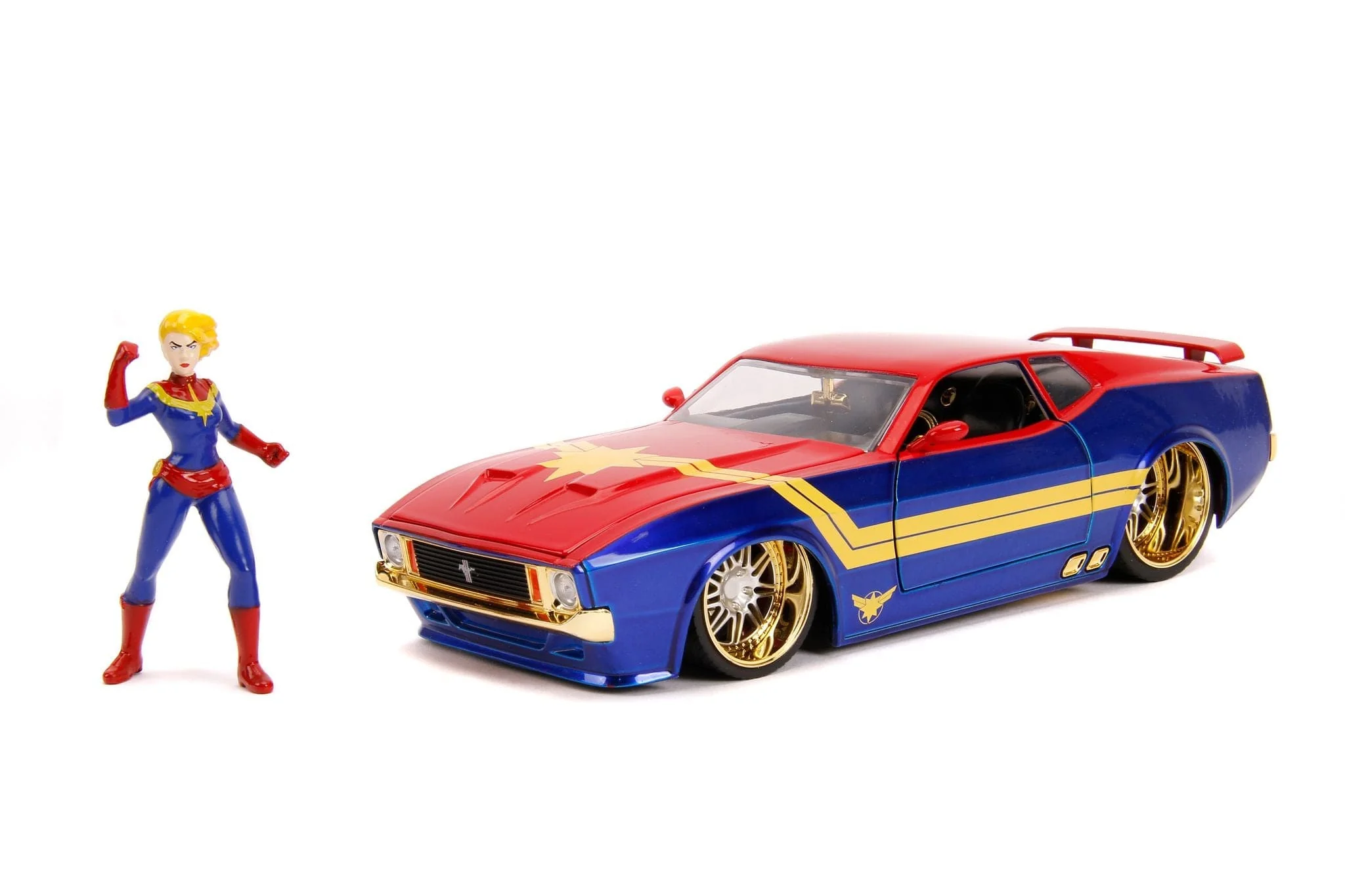 Jada 1/24 Avengers Captain Marvel and 1973 Ford Mustang Mach 1**