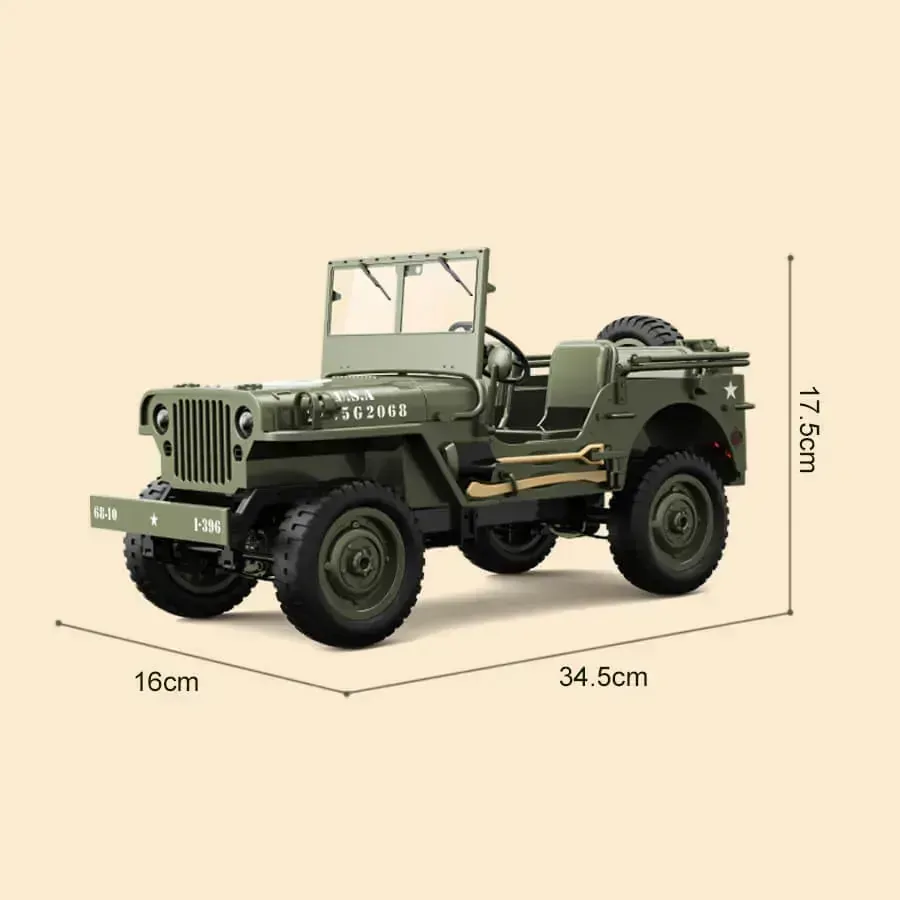 JJRC 1/10 Willys Jeep 4WD Military RC Crawler (with Canvas & Winch) - Image 3