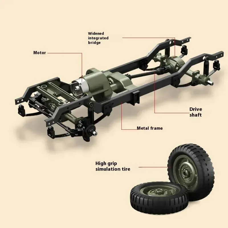 JJRC 1/10 Willys Jeep 4WD Military RC Crawler (with Canvas & Winch) - Image 5