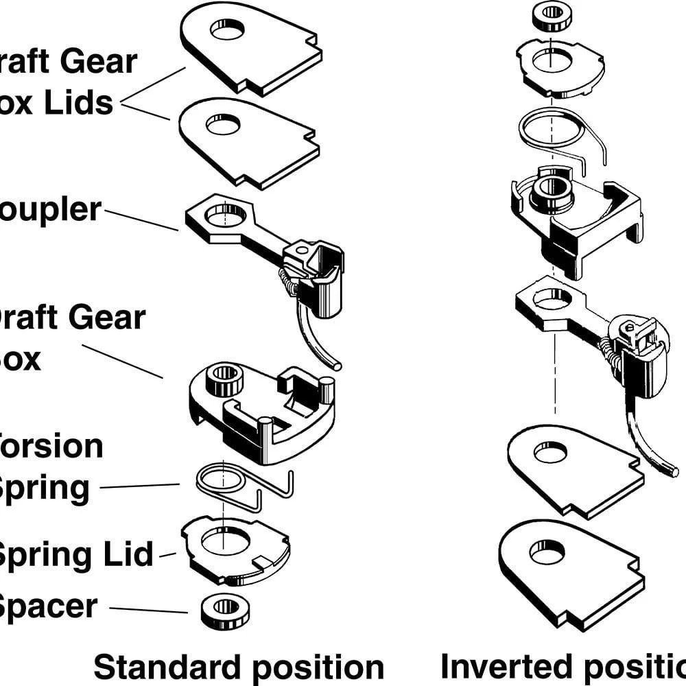 Kadee #34 HO Scale 30-Series Plastic Couplers with Gearboxes - Short (1/4") Underset Shank - Image 3