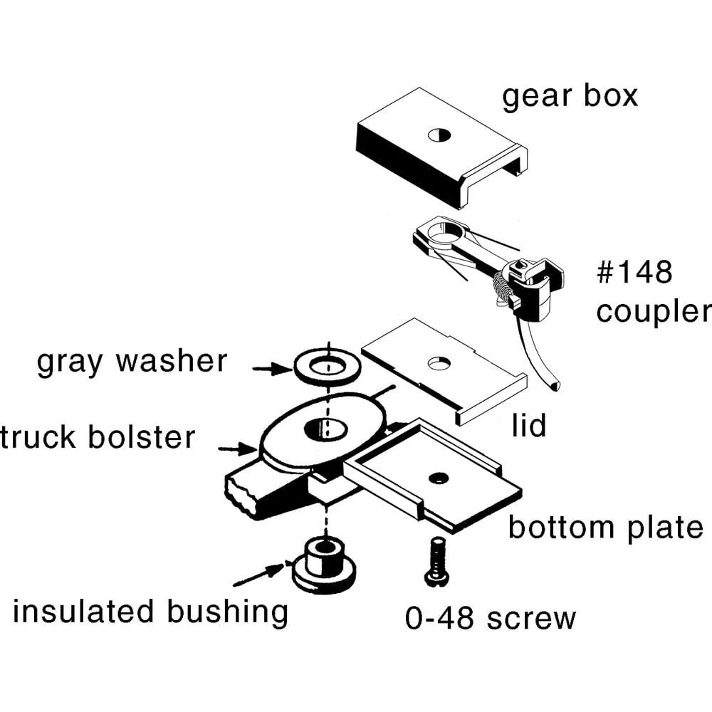 Kadee #503 HO Scale Arch Bar Trucks with Ready-to-Mount Couplers, 33" Ribbed Back Wheels - Metal Fully Sprung - Image 2