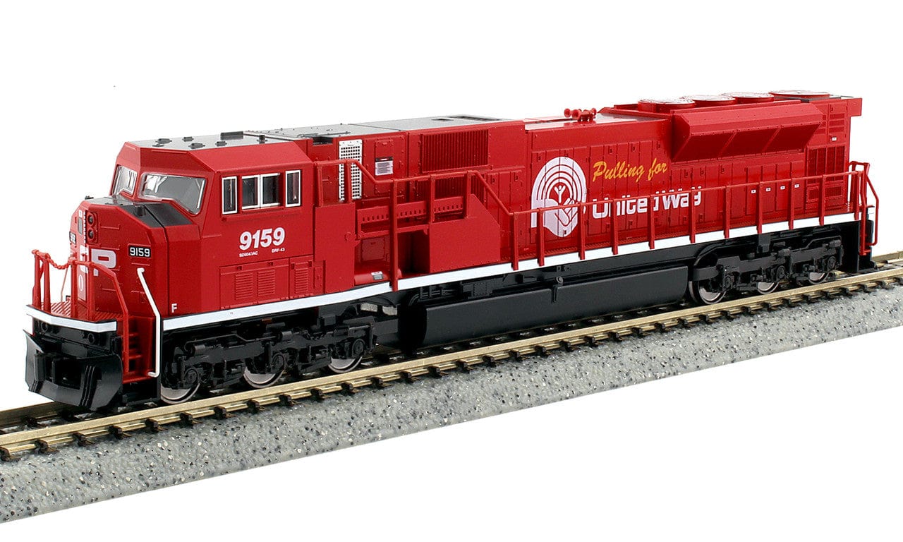 Kato N Scale EMD SD90/43MAC CP 9159 Pulling for United Way