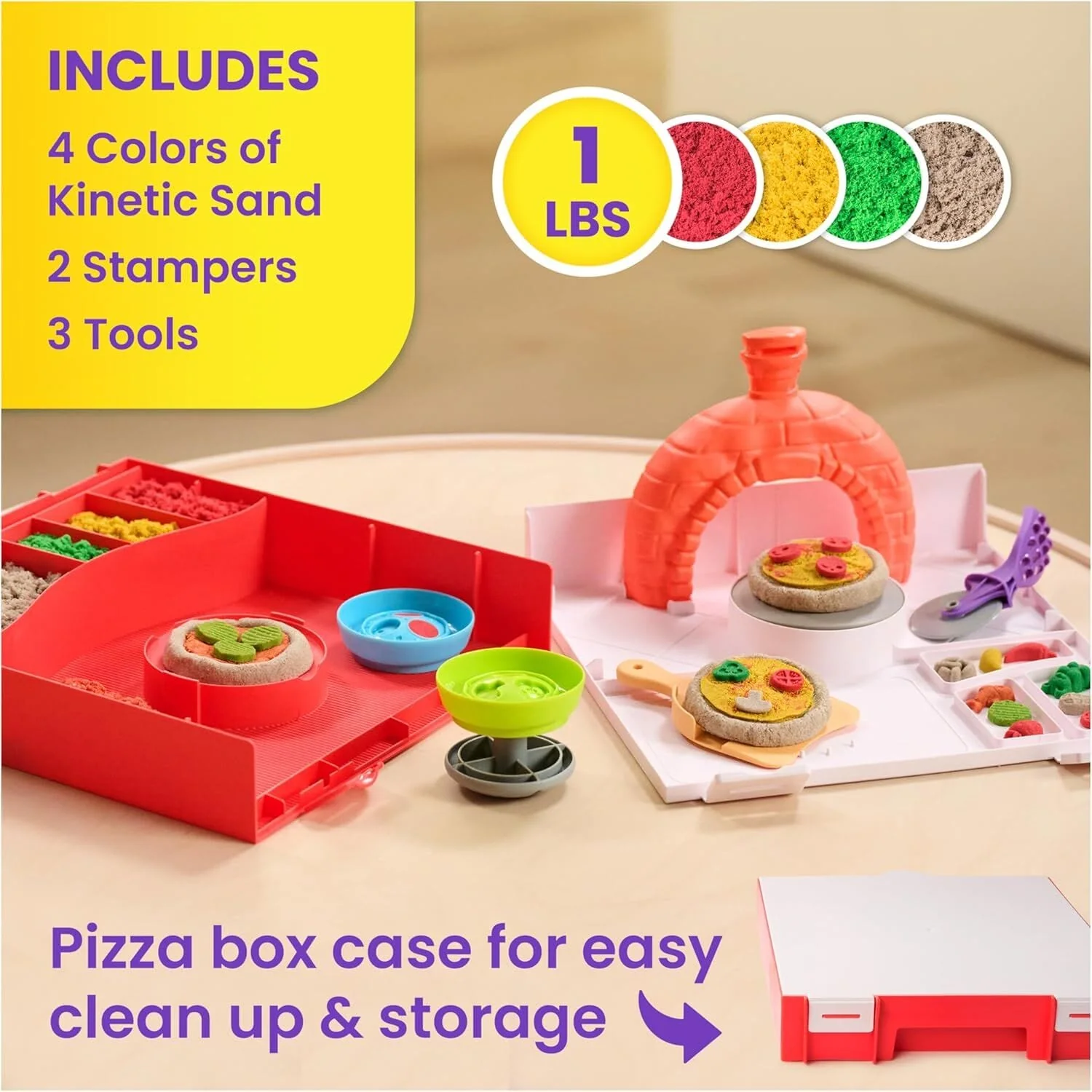 Kinetic Sand Squish Pizza Playset - Image 2