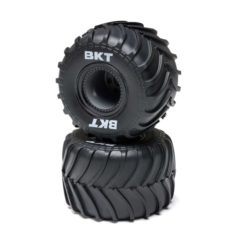 Losi MT Tires, Black Beadlock, Premount, 2pcs, Mini LMT Megalodon [LOS-2060]