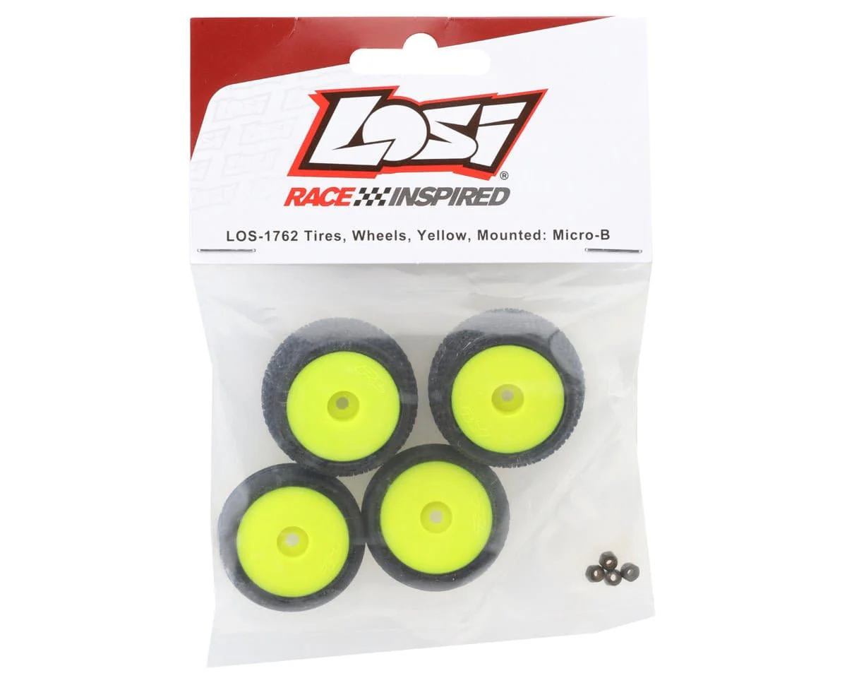 Losi Yellow Wheel and Tyre Set, Micro-B [LOS-1762] - Image 2