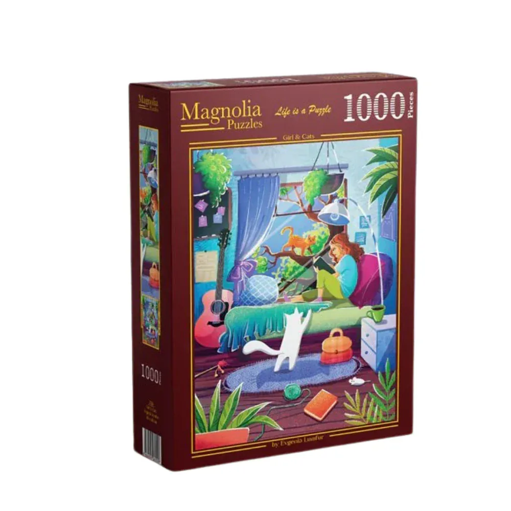 Magnolia 7051 Girl & Cats Evgenia Lumfur 1000pc Jigsaw Puzzle