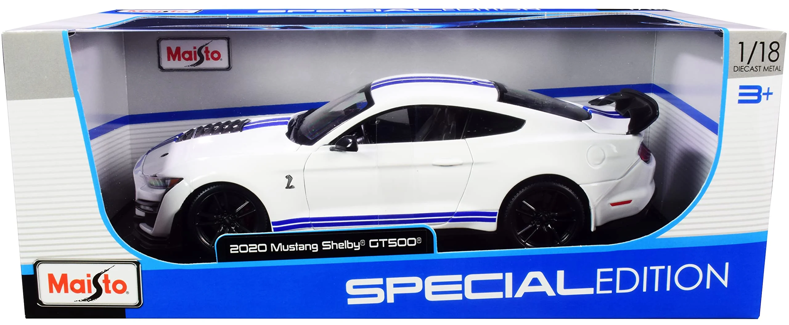 Maisto 1/18 2020 Ford Mustang Shelby GT-500 - White - Image 2
