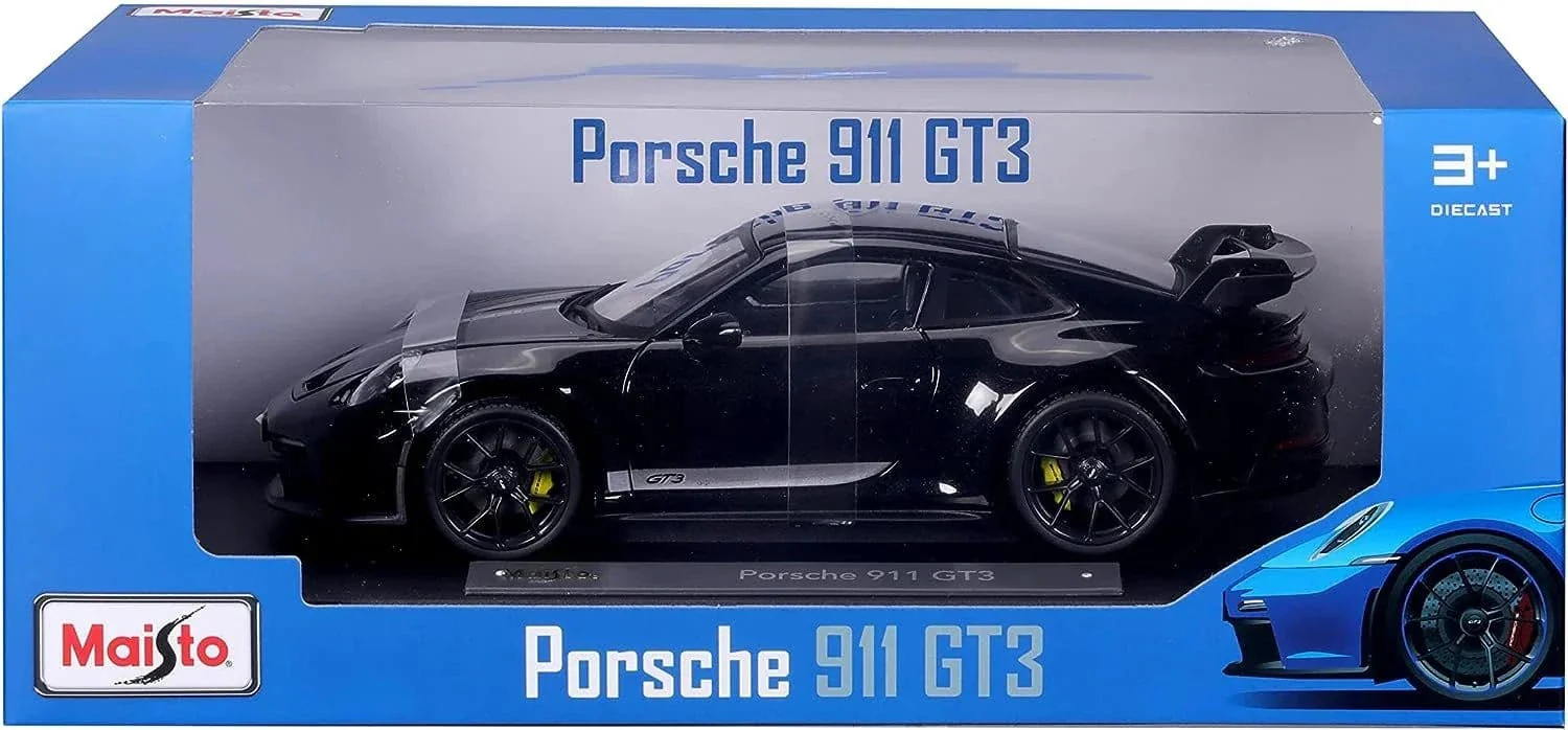Maisto 1/18 2022 Porsche 911 GT3 Jet Black Metallic Diecast Model - Image 3