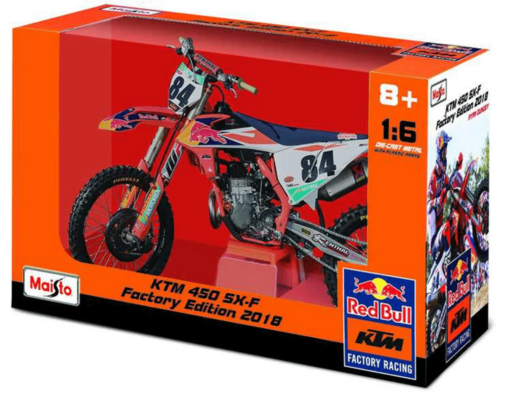 Maisto 1/6 Red Bull 2018 KTM 450 SX-F Factory #84 Jeffrey Herlings Diecast Model - Image 2