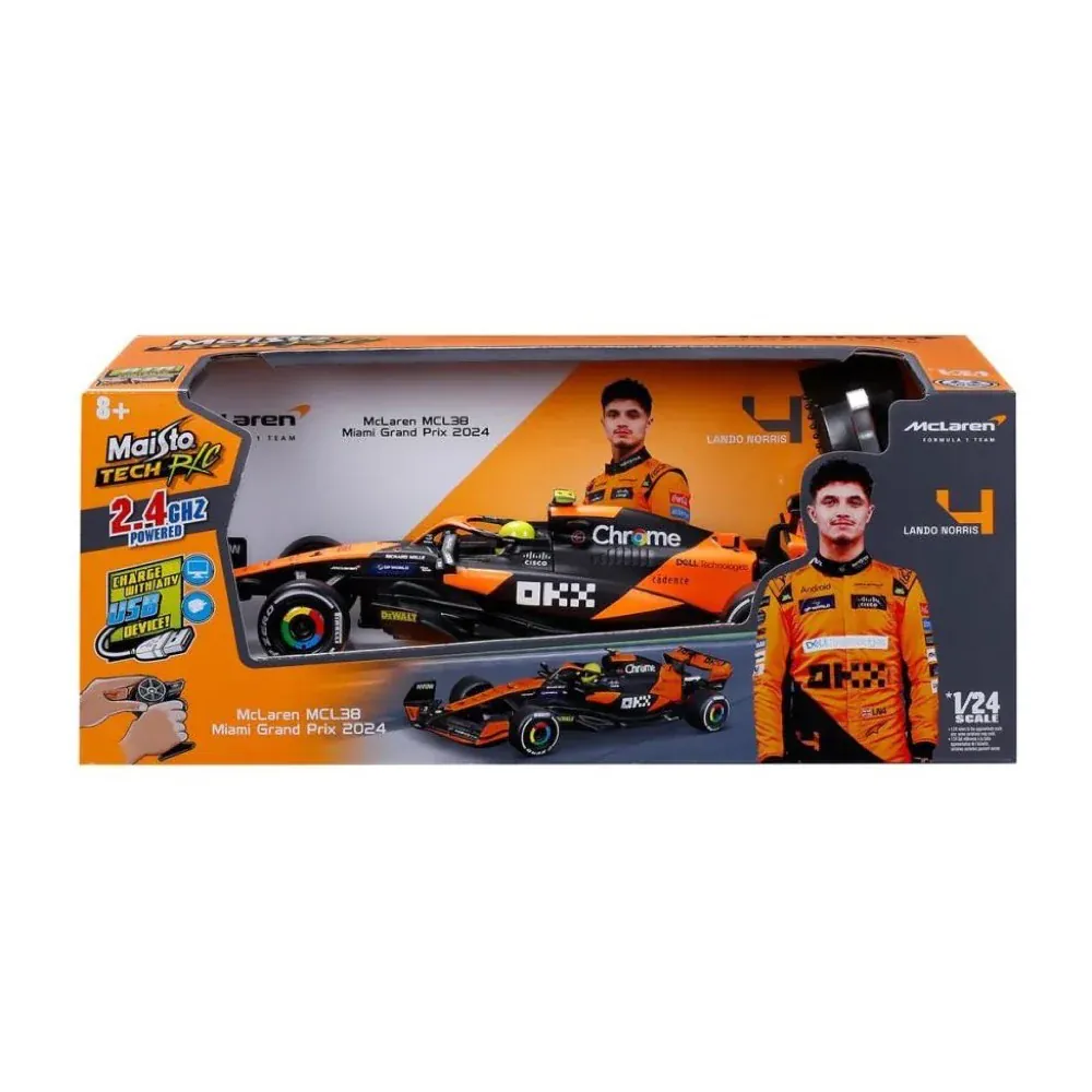 Maisto 2024 McLaren MCL38 - Miami GP Lando Norris RC Car